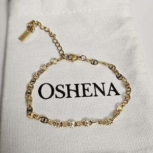 Oshena womens Extendable Textured Mariner Bracelet 18k pvd gold plated jewelry